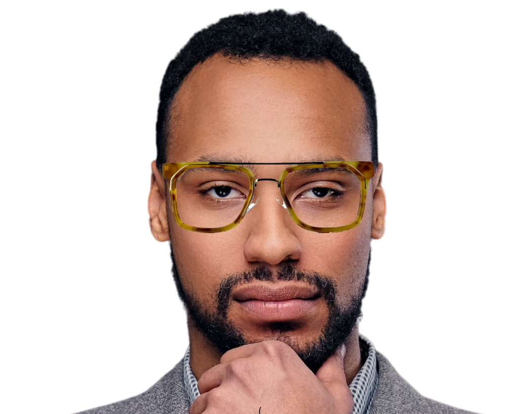 Abel In Banana Tortoise: Unisex Square Fits Medium To Wide Faces
