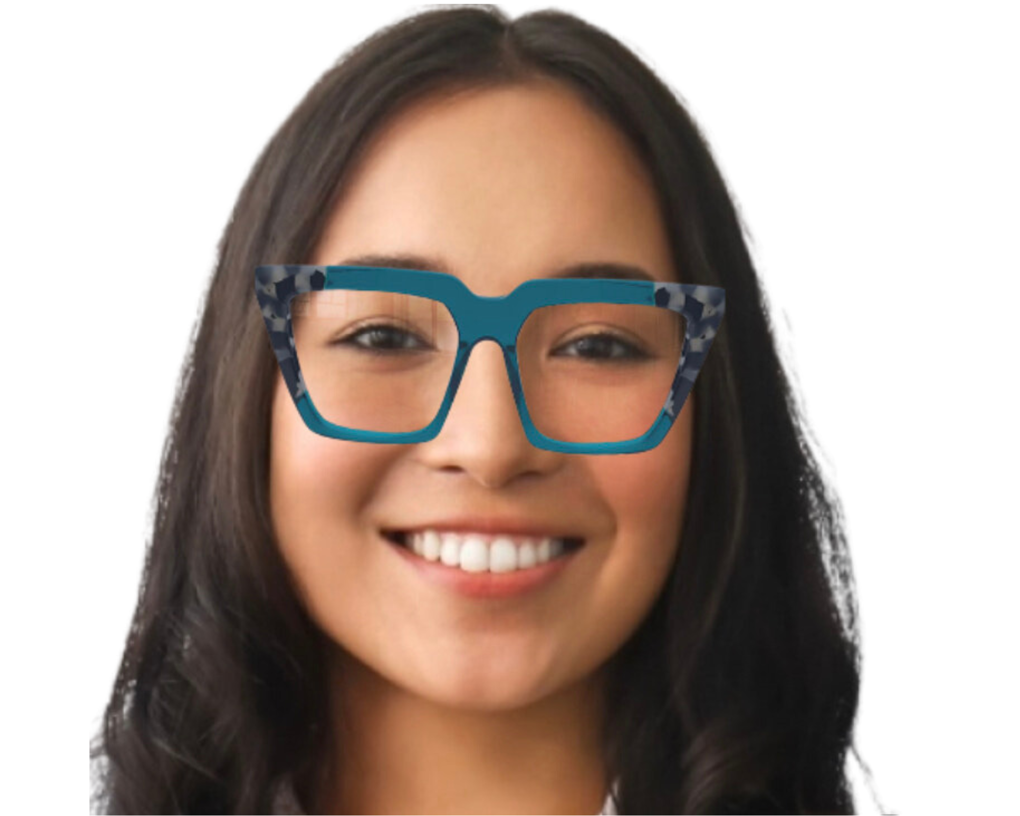 Esther In Acetate Turquoise With Dalmatian White  : Women's Modified Square Fits Medium To Wide Faces
