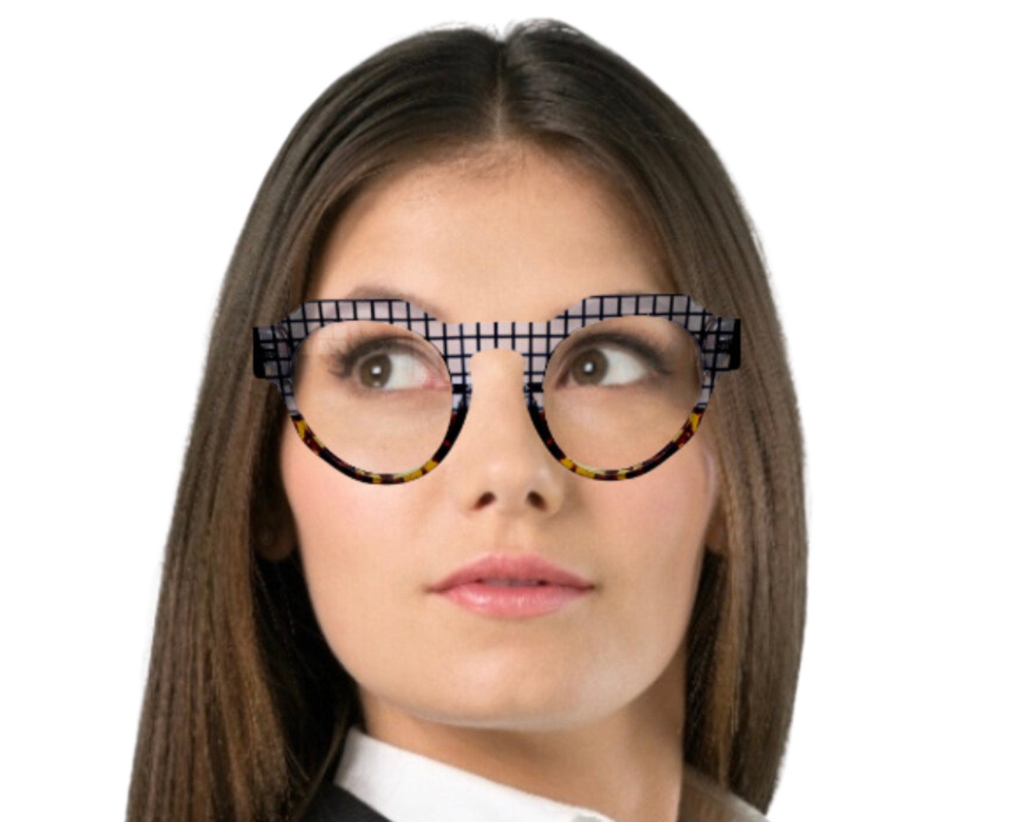 Rachel In Translucent Grid Tortoise:  Womens Modified Oval Fits Medium To Wide Faces (jill)