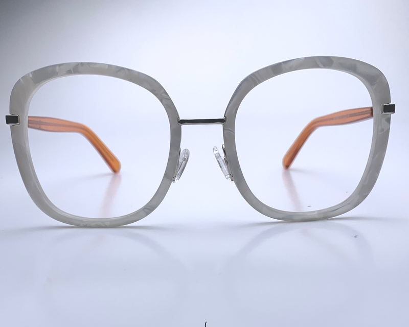Lydia In Gray Marble: Women's Modified Oval Fits Medium To Wide Faces (jill)