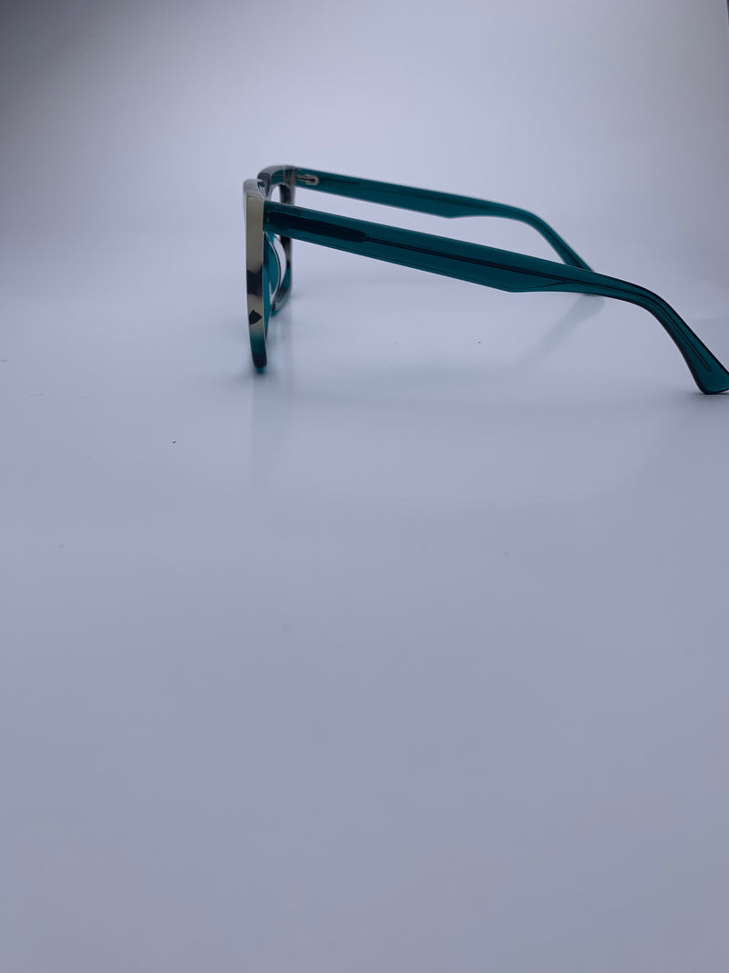 Esther In Acetate Turquoise With Dalmatian White  : Women's Modified Square Fits Medium To Wide Faces