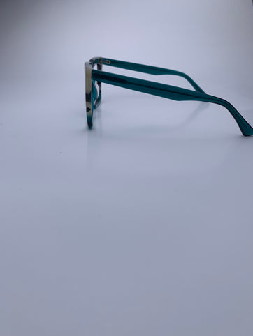 Esther In Acetate Turquoise With Dalmatian White  : Women's Modified Square Fits Medium To Wide Faces