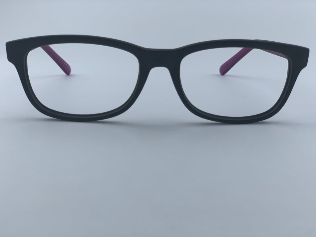 Daley In Charcoal Black With Purple Temples:  Unisex: Modified Oval Frame Fits Small To Medium Size Faces