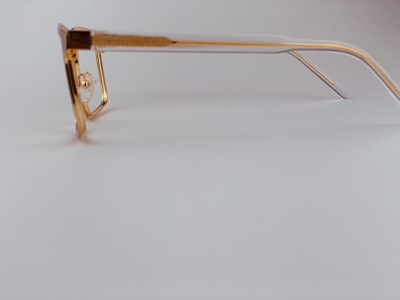 Enoch In Lambi Tortoise:  Unisex Square Metal fits Medium to Wide Faces