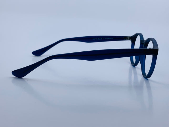 Felix In Blue Matte Acetate: Men's Round Fits Medium Size Faces 47-20-140