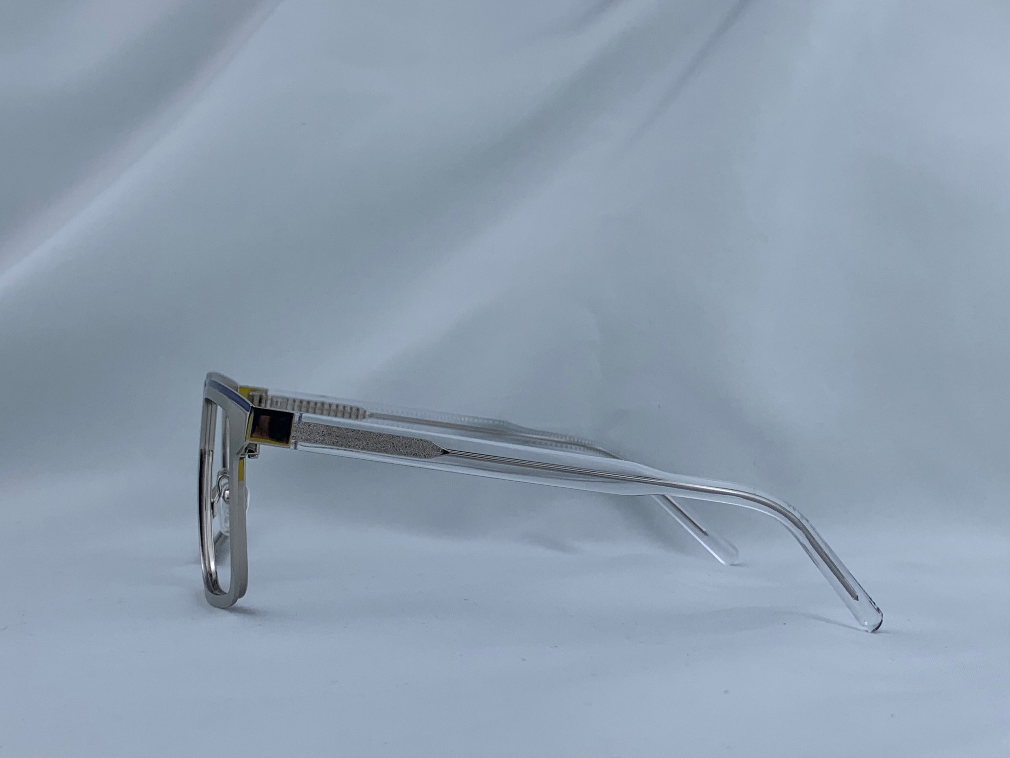 Enoch In Aster Silver:  Unisex Square Metal fits Medium to Wide Faces