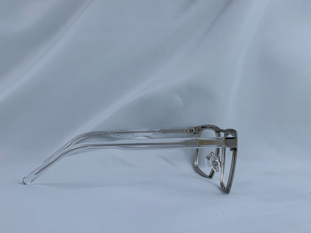 Enoch In Aster Silver:  Unisex Square Metal fits Medium to Wide Faces