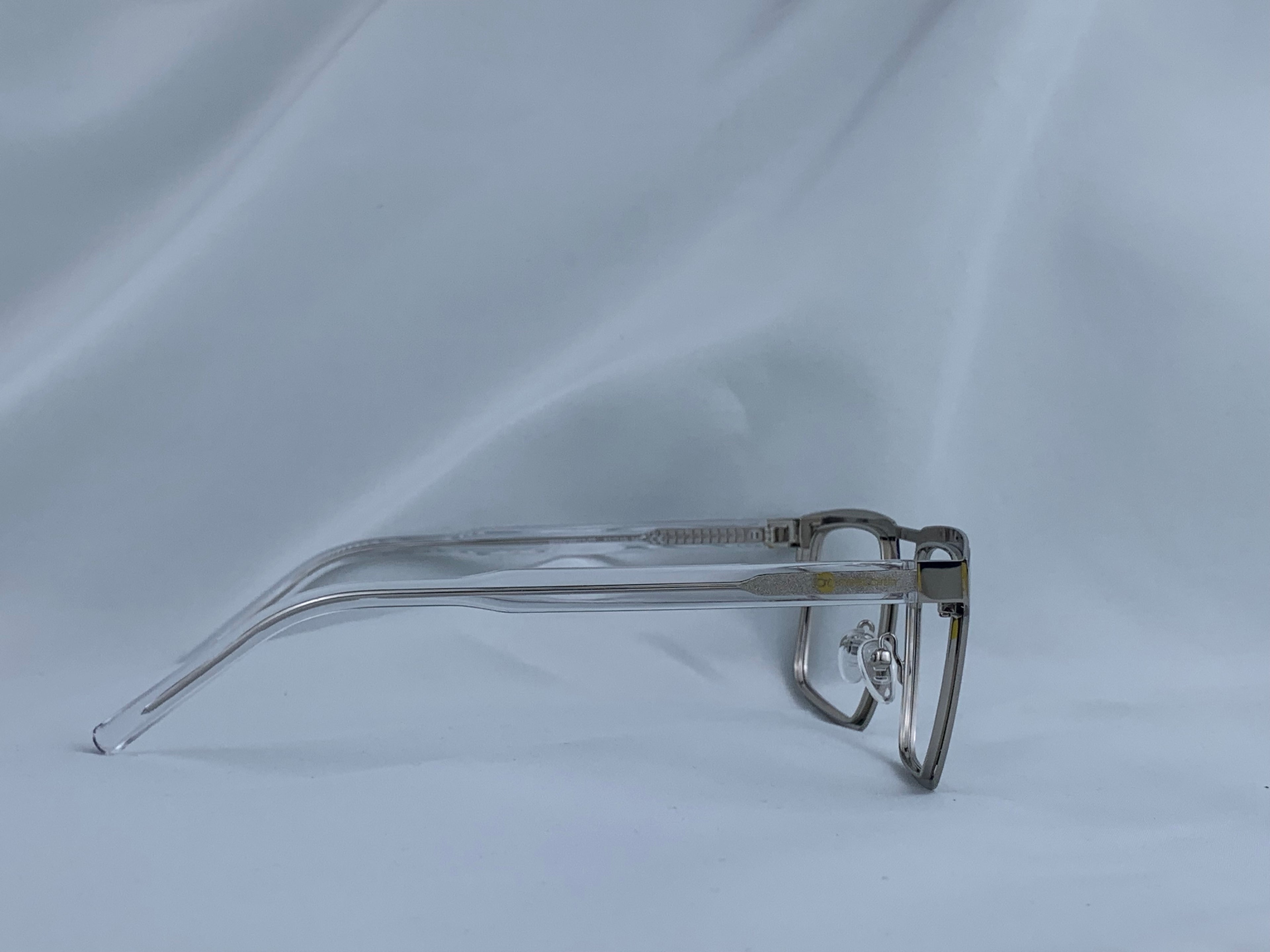 Enoch In Aster Silver:  Unisex Square Metal fits Medium to Wide Faces