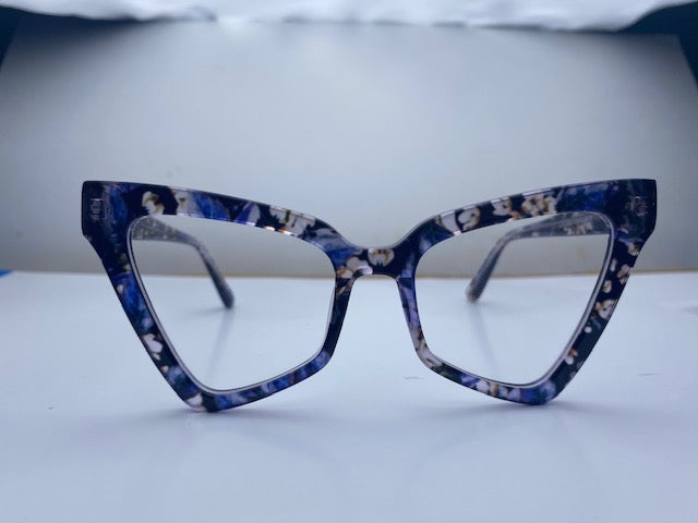Angela In Blue Spot Jasper:  Women's Cat Eye Fits Medium To Wide Faces