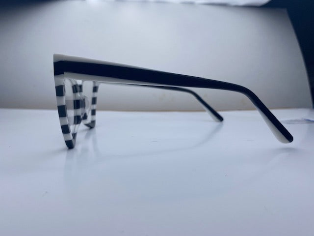 Angela In Dalmatian Stripe Acetate:  Women's Cat Eye/Fits Medium To Wide Faces
