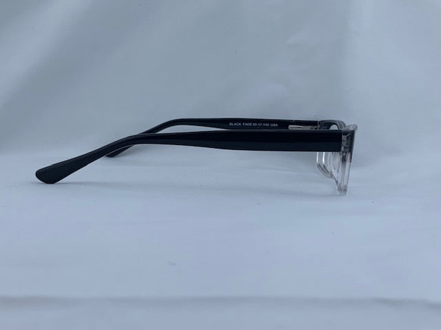 Amos In Faded Black Crystal: Unisex Square Fits Medium Size Faces