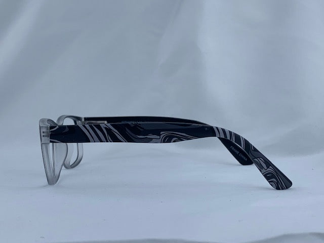 Micah In Sky Blue With Patterned Temples: Unisex Frame Fits Medium To wide Faces (jill)