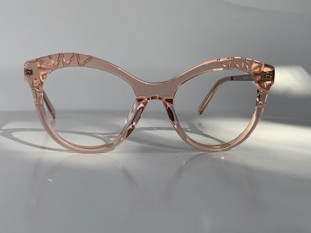 Leah In Rose Quartz Acetate; Women's Cat Eye Fits Medium To Wide Faces (jill)