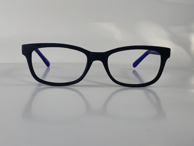 Dina in Midnight Acetate With Blue Temples:  women’s Eyewear fits narrow faces