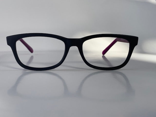 Dina in Midnight Acetate Purple Temples:  women’s Eyewear fits narrow faces