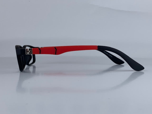 Jean In Midnight Acetate With Red Temples: Kid's Eyewear For Ages 8-12