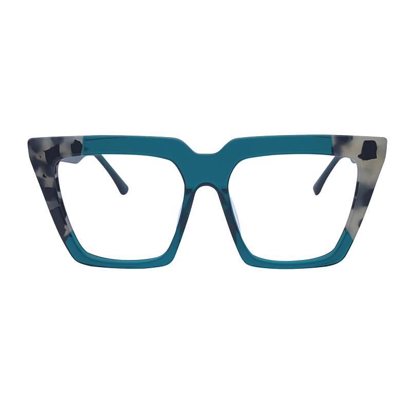 Esther In Acetate Turquoise With Dalmatian White  : Women's Modified Square Fits Medium To Wide Faces