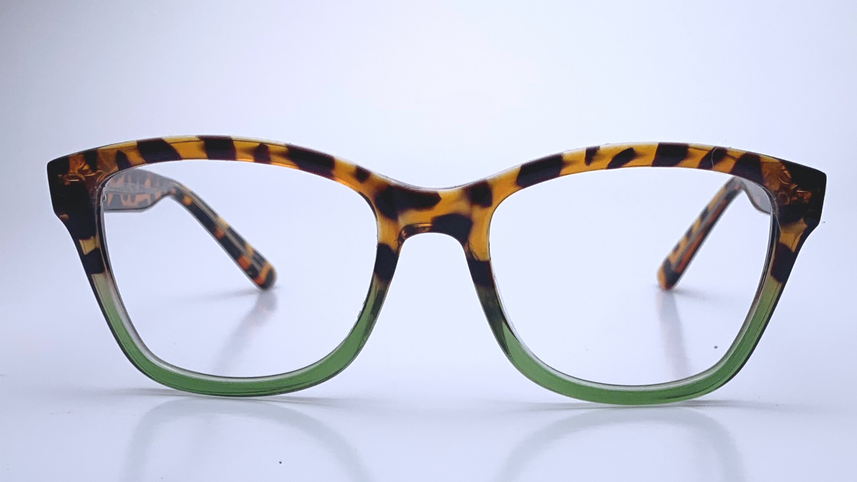 Sheri In Aventurine Tortoise With Green:  Women's Modified Oval Fits Medium Size Faces (jill)