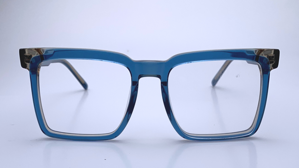 Jonah In Sea Blue Tortoise: Unisex/Modified Square Fits Medium To Wide Faces (jill)