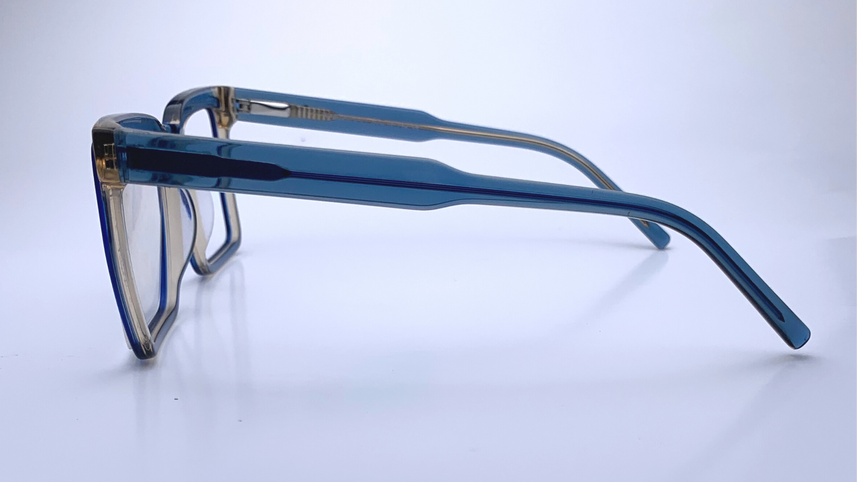 Jonah In Sea Blue Tortoise: Unisex/Modified Square Fits Medium To Wide Faces (jill)