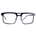 Enoch In Aster Silver:  Unisex Square Metal fits Medium to Wide Faces