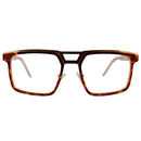 Enoch In Lambi Tortoise:  Unisex Square Metal fits Medium to Wide Faces