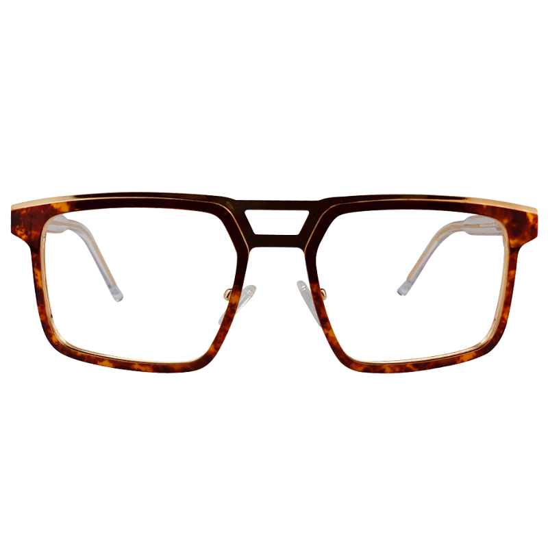 Enoch In Lambi Tortoise:  Unisex Square Metal fits Medium to Wide Faces